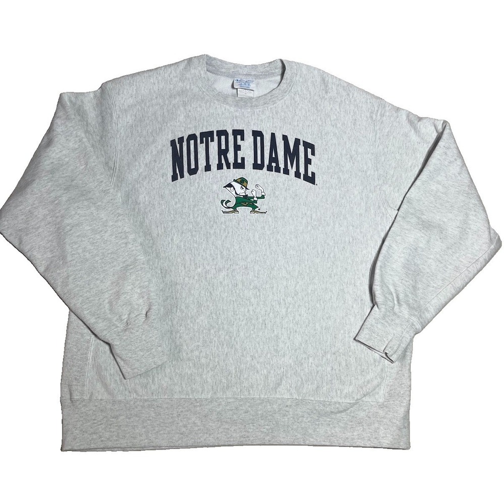 Champion Reverse Weave Notre Dame Fighting Irish Crewneck Sweatshirt XL Gray EUC